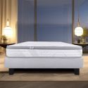 REINALD - Ensemble Matelas Ressorts Ep.26cm + Sommier Tapissier Gris 140x190 cm