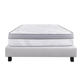 REINALD - Ensemble Matelas Ressorts Ep.26cm + Sommier Tapissier Gris 140x190 cm