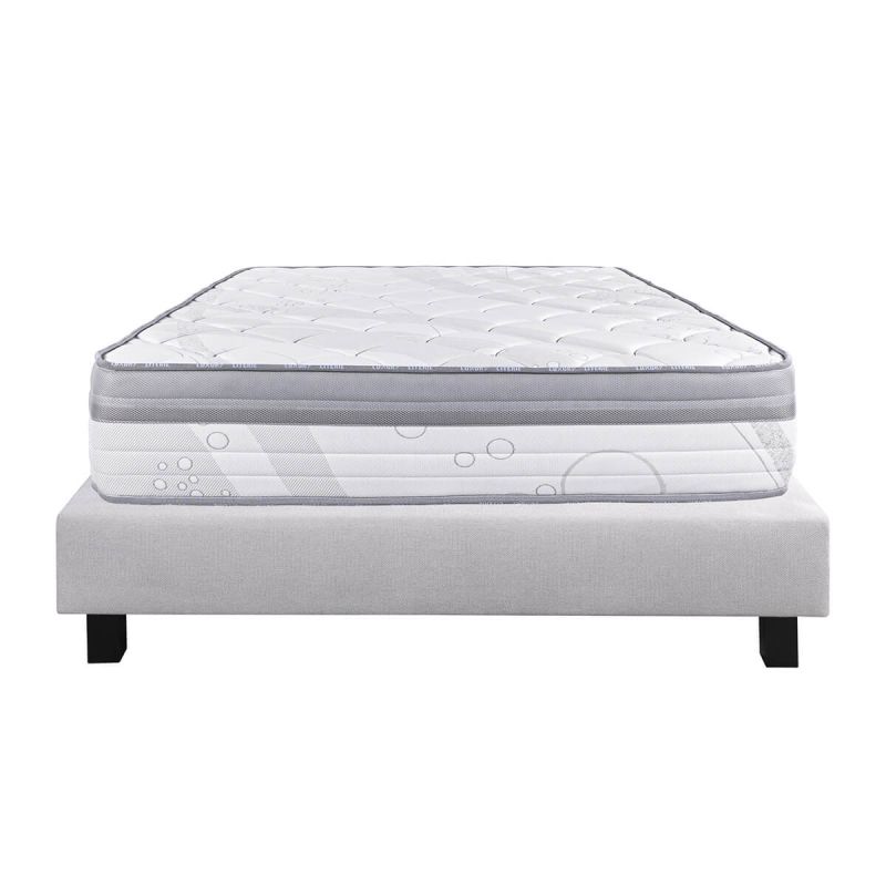 REINALD - Ensemble Matelas Ressorts Ep.26cm + Sommier Tapissier Gris 160x200 cm