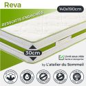 REVA - Ensemble Matelas Mousse Ep.30cm + Sommier Tapissier Blanc 140x190 cm