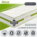 REVA - Ensemble Matelas Mousse Ep.30cm + Sommier Tapissier Blanc 160x200 cm