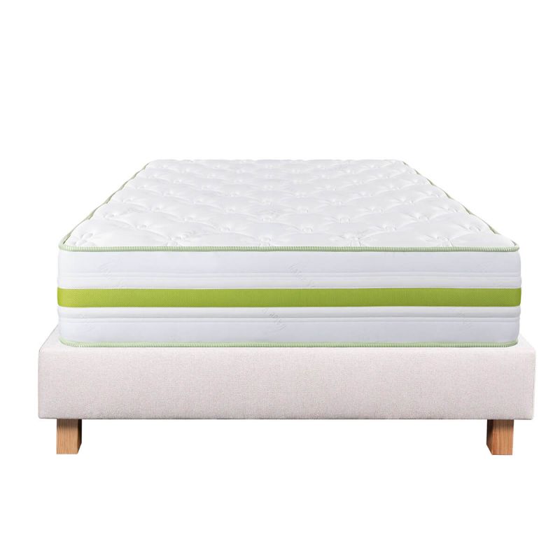 REVA - Ensemble Matelas Mousse Ep.30cm + Sommier Tapissier Beige 140x190 cm