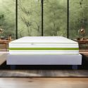 REVA - Ensemble Matelas Mousse Ep.30cm + Sommier Tapissier Gris 140x190 cm