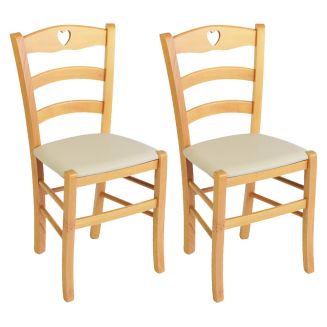 NAPLES - Lot de 2 Chaises Naturelles et Assises en PVC Ivoire