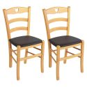 NAPLES - Lot de 2 Chaises Naturelles et Assises en PVC Moka