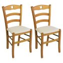 NAPLES - Lot de 2 Chaises Teinté Chêne et Assises en Tissu Ivoire