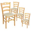 NAPLES - Lot de 4 Chaises Naturelles et Assises en PVC Ivoire