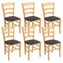 NAPLES - Lot de 6 Chaises Naturelles et Assises en PVC Moka