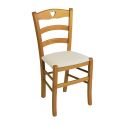 NAPLES - Lot de 6 Chaises Teinté Chêne et Assises en Tissu Ivoire