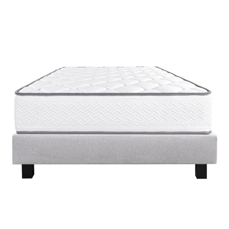 IZAC - Ensemble Matelas Mousse Ep.20cm + Sommier Tapissier Gris 140x200 cm