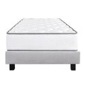 IZAC - Ensemble Matelas Mousse Ep.20cm + Sommier Tapissier Gris 90x190 cm