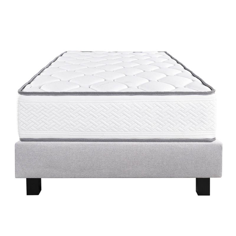 IZAC - Ensemble Matelas Mousse Ep.20cm + Sommier Tapissier Gris 90x190 cm