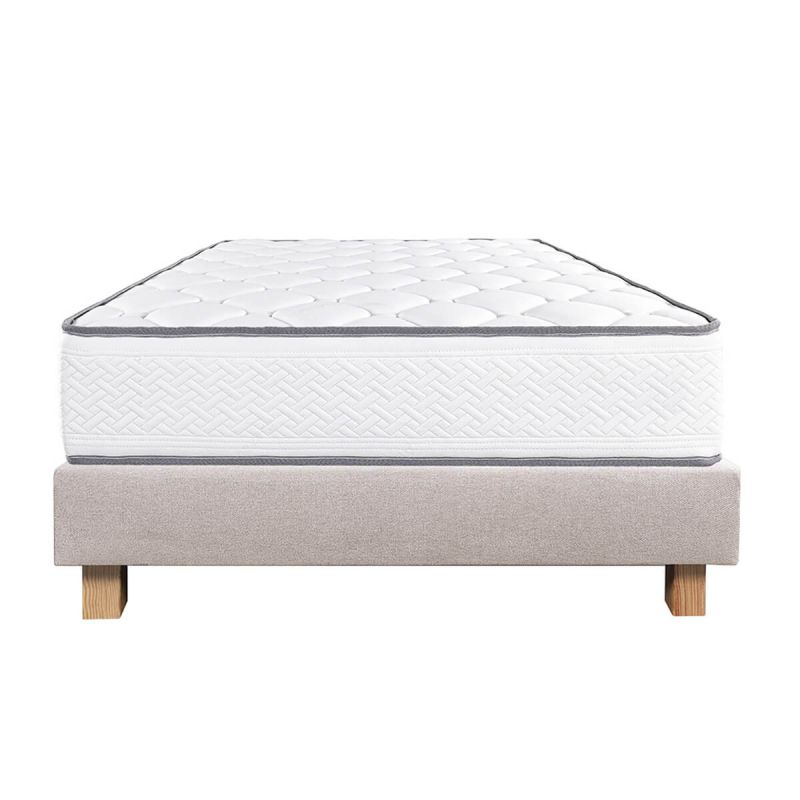 IZAC - Ensemble Matelas Mousse Ep.20cm + Sommier Tapissier Beige 160x200 cm