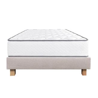 IZAC - Ensemble Matelas Mousse Ep.20cm + Sommier Tapissier Beige 140x190 cm