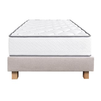 IZAC - Ensemble Matelas Mousse Ep.20cm + Sommier Tapissier Beige 90x190 cm