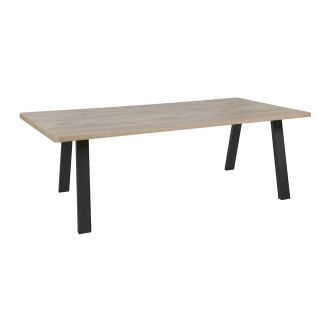 CANYON - Table Repas Coins Arrondis 200cm Aspect Bois Piètement A Métal Noir