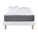 ZENITH - Pack Matelas + Sommier Tapissier Blanc 90x190 cm + 1 Oreiller + 1 Couette