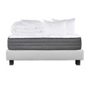 ZENITH - Pack Matelas + Sommier Tapissier Gris 140x190 cm + 2 Oreillers + 1 Couette