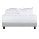 THELIO - Pack Matelas + Sommier Tapissier Gris 140x190 cm + 2 Oreillers + 1 Couette