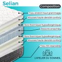 SELIAN - Pack Matelas + Sommier Tapissier Blanc 140x190 cm + 2 Oreillers + 1 Couette