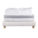 REINALD - Pack Matelas + Sommier Tapissier Beige 140x190 cm + 2 Oreillers + 1 Couette