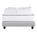 IZAC - Pack Matelas + Sommier Tapissier Gris 160x200 cm + 2 Oreillers + 1 Couette