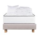 IZAC - Pack Matelas + Sommier Tapissier Beige 90x190 cm + 1 Oreiller + 1 Couette