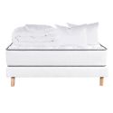 IZAC - Pack Matelas+ Sommier Tapissier Blanc 160x200 cm + 2 Oreillers + 1 Couette