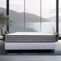 ZENITH - Ensemble Matelas Mousse Ep.20cm + Sommier Tapissier Gris 140x190 cm