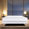 IZAC - Ensemble Matelas Mousse Ep.20cm + Sommier Tapissier Blanc 140x190 cm