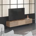 APPA - Meuble TV 180cm 3 Tiroirs Aspect bois Tasseaux Pieds Métal