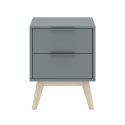 CANACA - Chevet 2 Tiroirs Scandinave MDF et Pin Massif Gris Vert