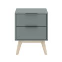 CANACA - Chevet 2 Tiroirs Scandinave MDF et Pin Massif Gris Vert