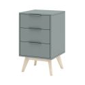 CANACA - Chevet 3 Tiroirs Scandinave MDF et Pin Massif Gris Vert