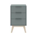 CANACA - Chevet 3 Tiroirs Scandinave MDF et Pin Massif Gris Vert