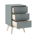 CANACA - Chevet 3 Tiroirs Scandinave MDF et Pin Massif Gris Vert