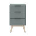 CANACA - Chevet 3 Tiroirs Scandinave MDF et Pin Massif Gris Vert