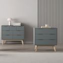 CANACA - Commode 3 Tiroirs Scandinave MDF et Pin Massif Gris Vert