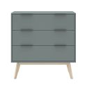 CANACA - Commode 3 Tiroirs Scandinave MDF et Pin Massif Gris Vert