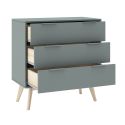 CANACA - Commode 3 Tiroirs Scandinave MDF et Pin Massif Gris Vert