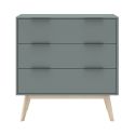 CANACA - Commode 3 Tiroirs Scandinave MDF et Pin Massif Gris Vert