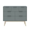 CANACA - Commode 7 Tiroirs Scandinave MDF et Pin Massif Gris Vert