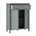 BASCO - Meuble d'Appoint 2 Portes 1 Tiroirs en Pin Massif Naturel et Vert Céladon