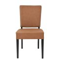 ALBA - Lot de 2 Chaises Simili Cuir Cognac Piètement en Hêtre Teinté Wengé