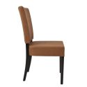 ALBA - Lot de 2 Chaises Simili Cuir Cognac Piètement en Hêtre Teinté Wengé