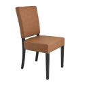 ALBA - Lot de 2 Chaises Simili Cuir Cognac Piètement en Hêtre Teinté Wengé