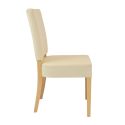 ALBA - Lot de 2 Chaises Simili Cuir Ivoire Piètement en Hêtre Naturel