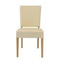 ALBA - Lot de 6 Chaises Simili Cuir Ivoire Piètement en Hêtre Naturel