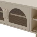 OLIVIA - Meuble TV 160 cm 2 Portes Ajourées 2 Niches en Métal Crème