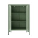 OLIVIA - Meuble d'appoint 2 Portes Ajourées en Métal Vert Menthe